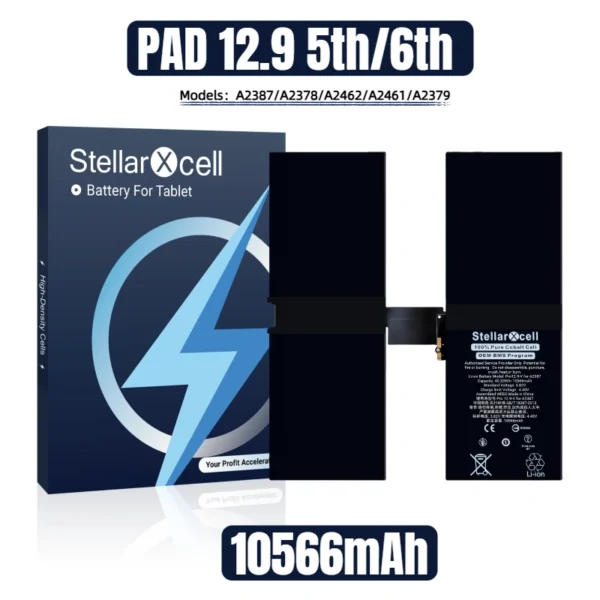 StellarXcell PAD Battery For IPad 12.9 5th/6th/A2387/A2378/A2462/A2461/A2379