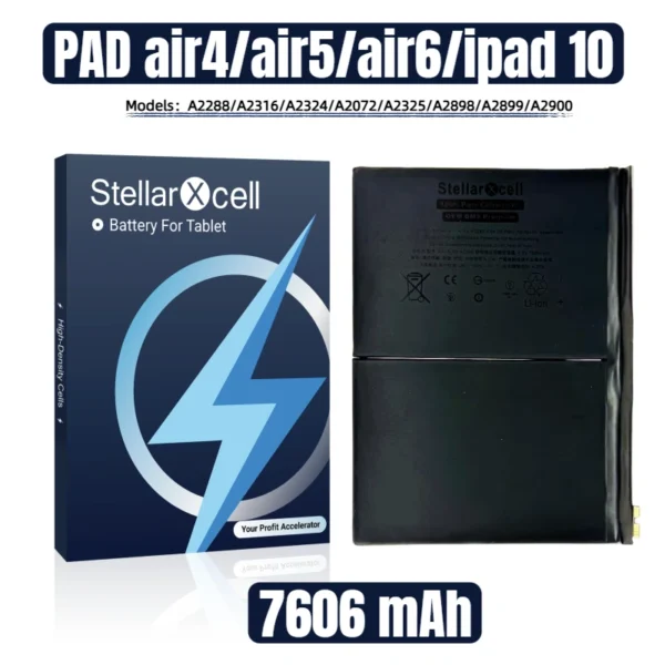StellarXcell PAD Battery For IPad Air4/Air5/Air6/ iPad 10/A2288/A2316/A2324/A2072/A2325/A2898/A2899/A2900