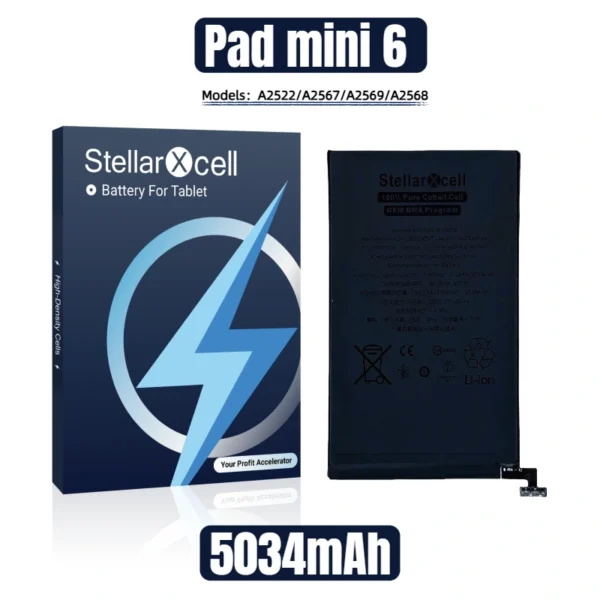 StellarXcell PAD Battery For IPad Mini 6/A2522/A2567/A2569/A2568