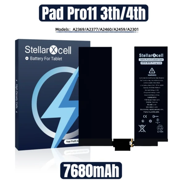 StellarXcell PAD Battery For IPad Pro11 3th/4th/A2369/A2377/A2460/A2459/A2301